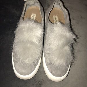 Steve Madden gray puff ball sneakers